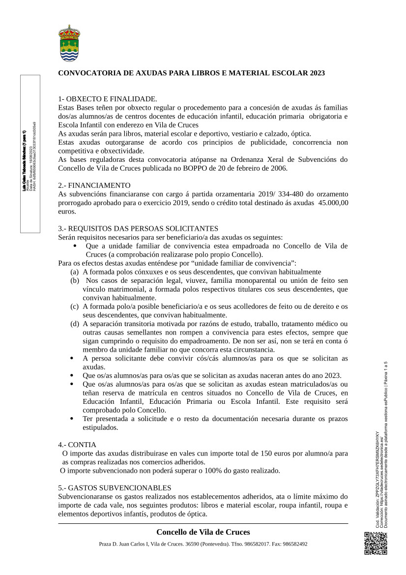 CONVOCATORIA DE AXUDAS PARA LIBROS E MATERIAL ESCOLAR 2023 - Concello ...