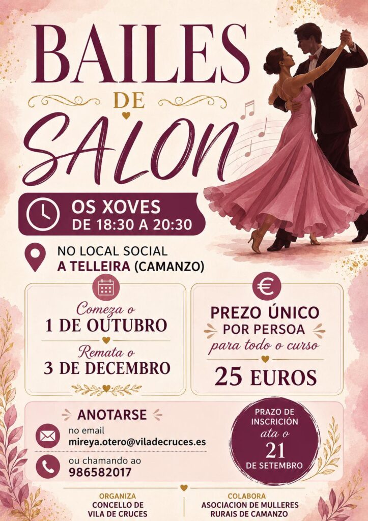 Cartel do curso de bailes de salón en A Telleira