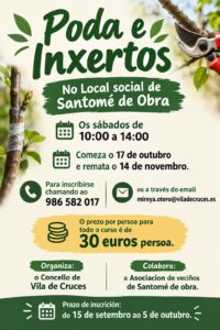 Cartel do curso de poda e inxertos en Santomé de Obra