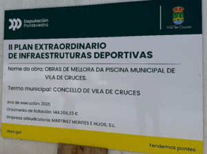 Cartel de obra: mellora da piscina municipal de Vila de Cruces