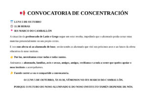 Cartel da convocatoria de concentración