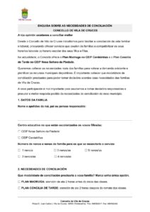 Enquisa sobre as necesidades de conciliación 2027/2028 do Concello de Vila de Cruces